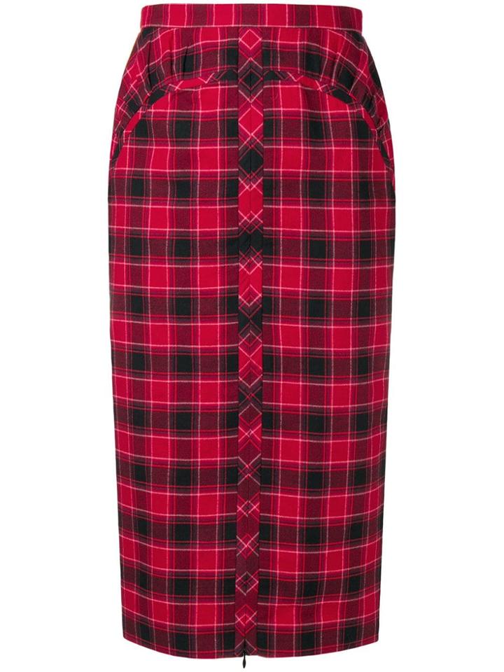 No21 Check Pencil Skirt - Red