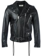 Saint Laurent Signature Motorcycle Jacket, Men's, Size: 50, Black, Calf Leather/polycarbonite/cupro/cotton