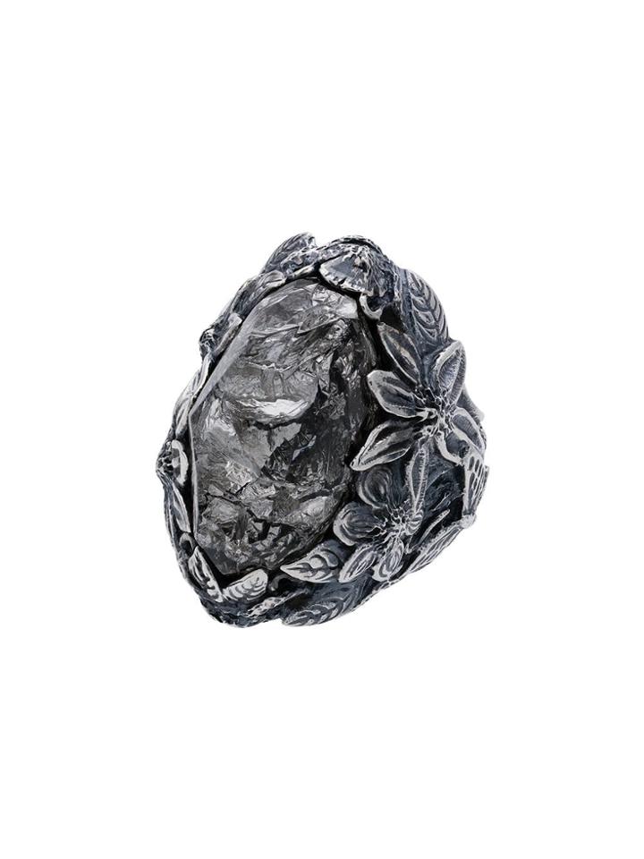 Lyly Erlandsson Silver Winter Plat Leaf Chunky Silver Ring
