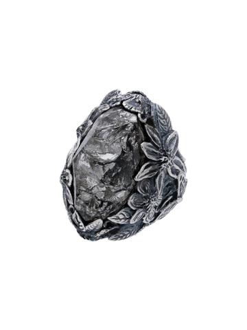 Lyly Erlandsson Silver Winter Plat Leaf Chunky Silver Ring