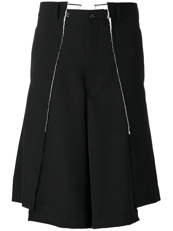 Comme Des Garçons Homme Plus - Wide-legged Asymmetric Shorts - Men - Wool - L, Black, Wool