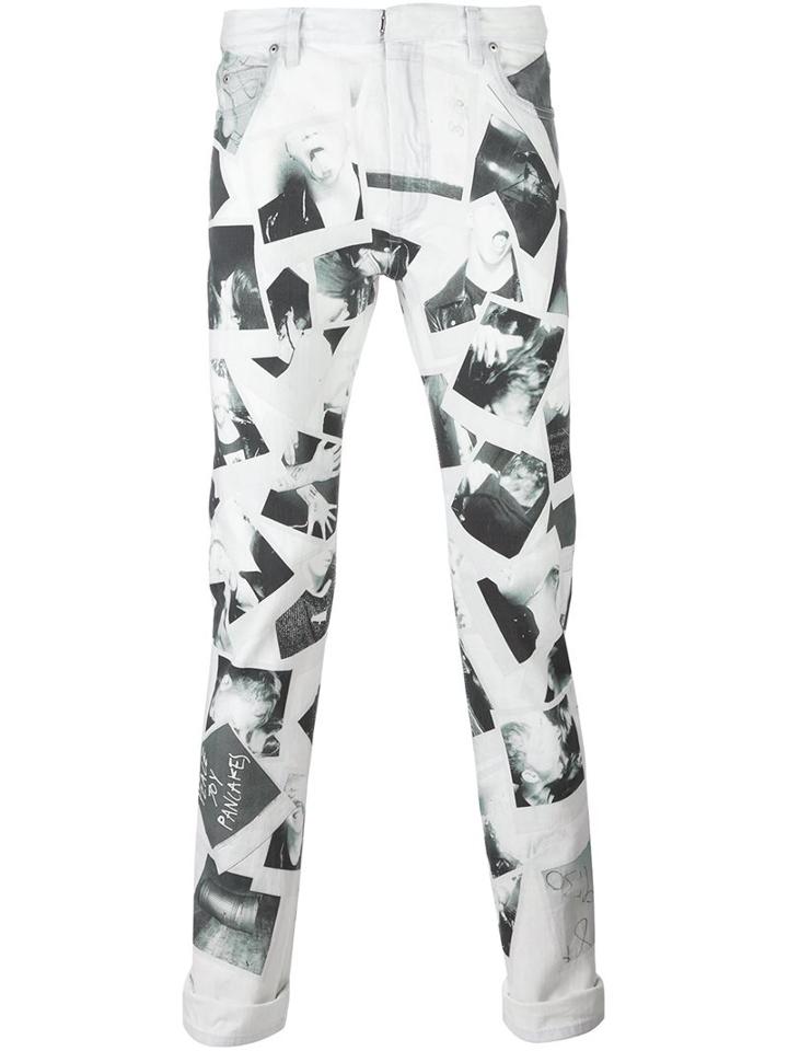 Maison Margiela Polaroid Print Jeans, Men's, Size: 31, White, Cotton
