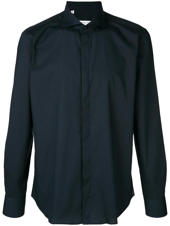 Manuel Ritz Curved Hem Shirt - Blue