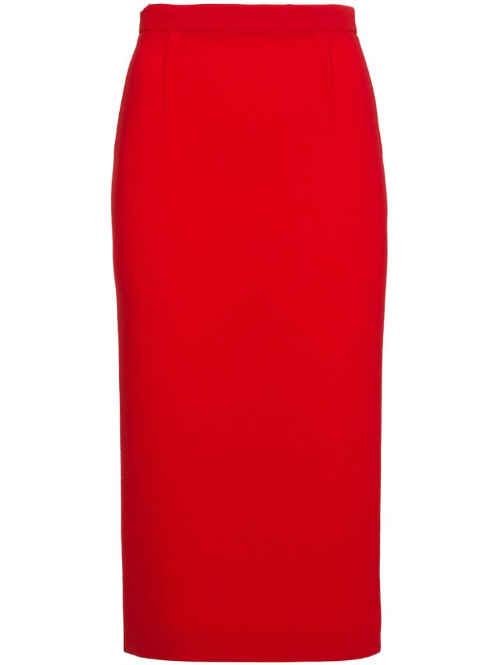 Roland Mouret Wool Arreton Pencil Skirt - Red