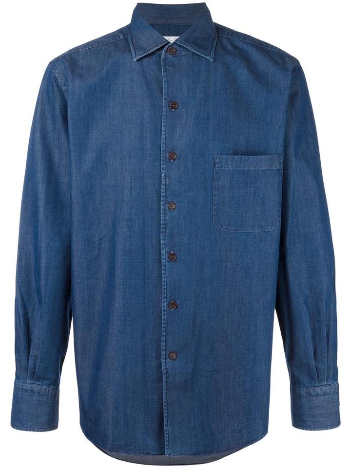 Loro Piana Denim Shirt, Men's, Size: Small, Blue, Cotton