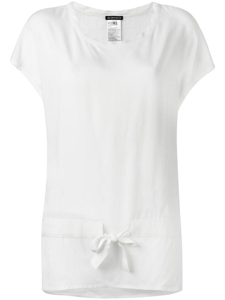 Ann Demeulemeester Drawstring Waist T-shirt, Women's, Size: 38, White, Viscose/linen/flax/cotton