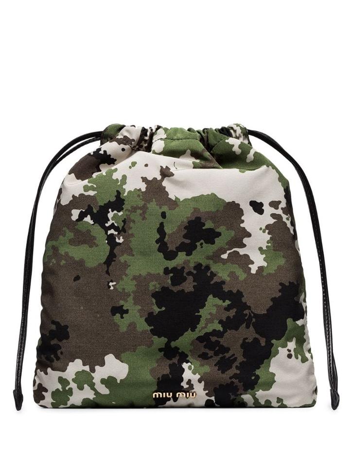 Miu Miu Camouflage-print Pouch Bag - Green