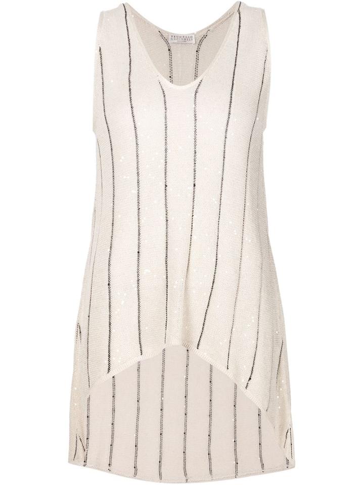 Brunello Cucinelli Striped Sleeveless Knit Top