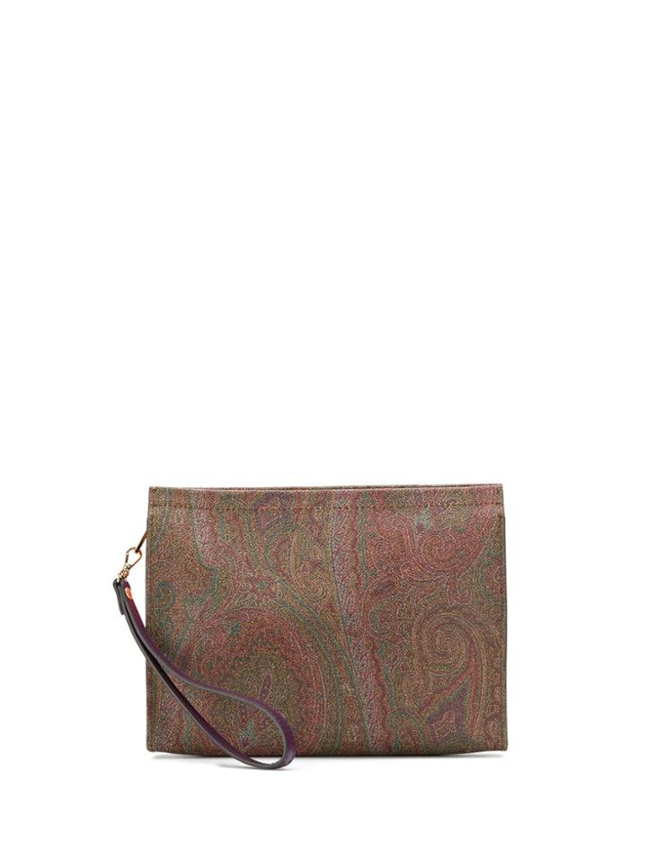 Etro Paisley Print Clutch - Red