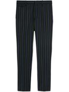 Burberry Striped Wool Cotton Tailored Trousers - Green
