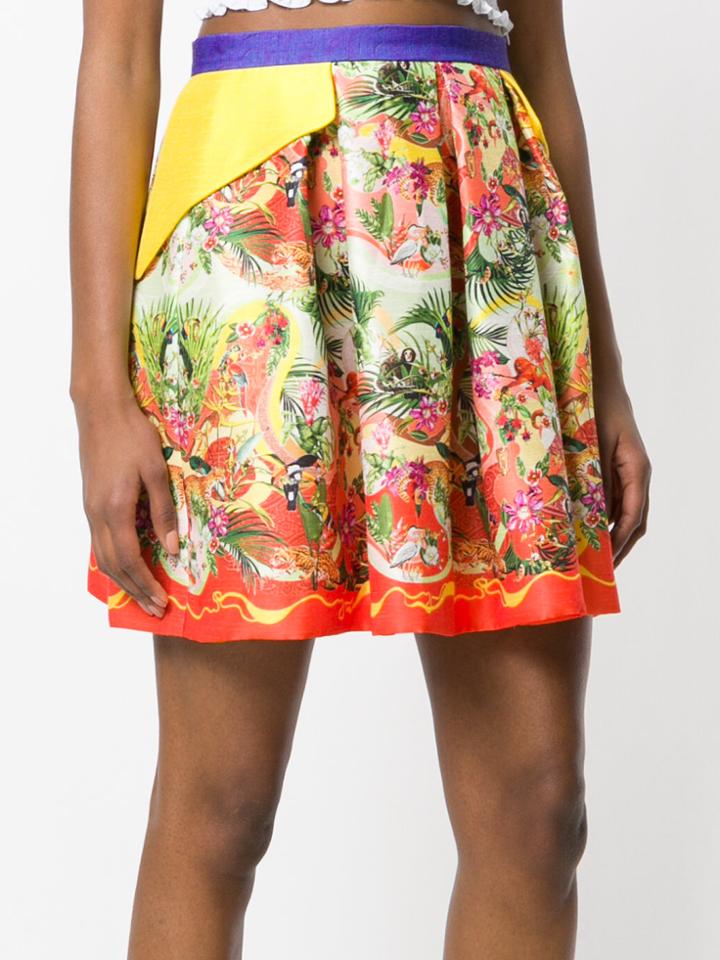 Piccione. Piccione Tropical Print Pleated Skirt - Multicolour
