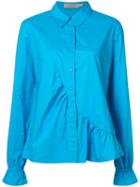 Preen By Thornton Bregazzi Ruffle Detail Shirt, Women's, Size: Small, Blue, Cotton