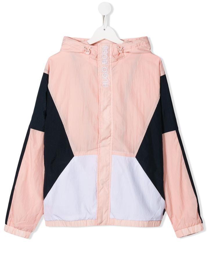 Boss Kids Teen Colour-block Hooded Windbreaker - Pink