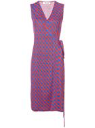 Dvf Diane Von Furstenberg Sleeveless Printed Wrap Dress - Blue