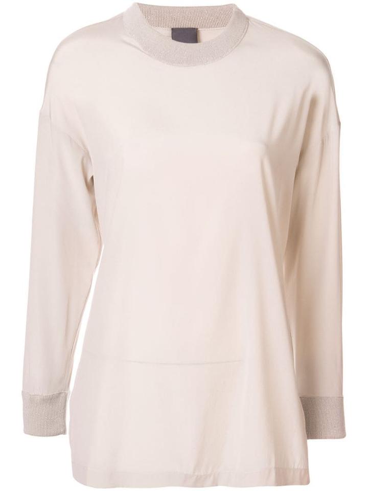 Lorena Antoniazzi Ribbed Collar Top - Neutrals