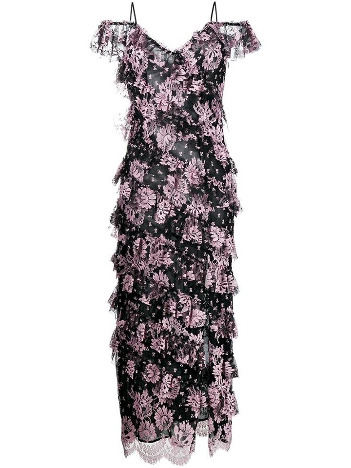 Alessandra Rich Tiered Floral Print Dress