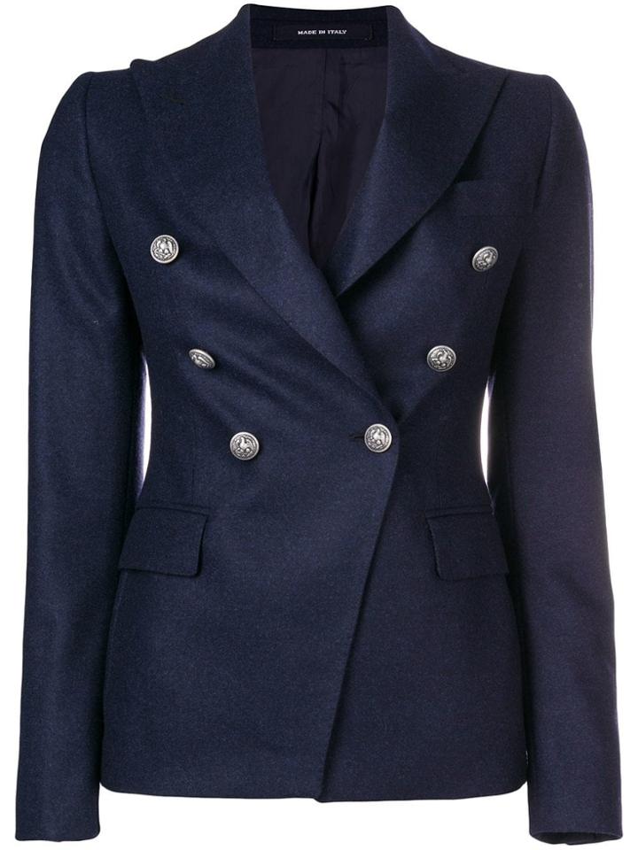 Tagliatore Embossed Button Blazer - Blue