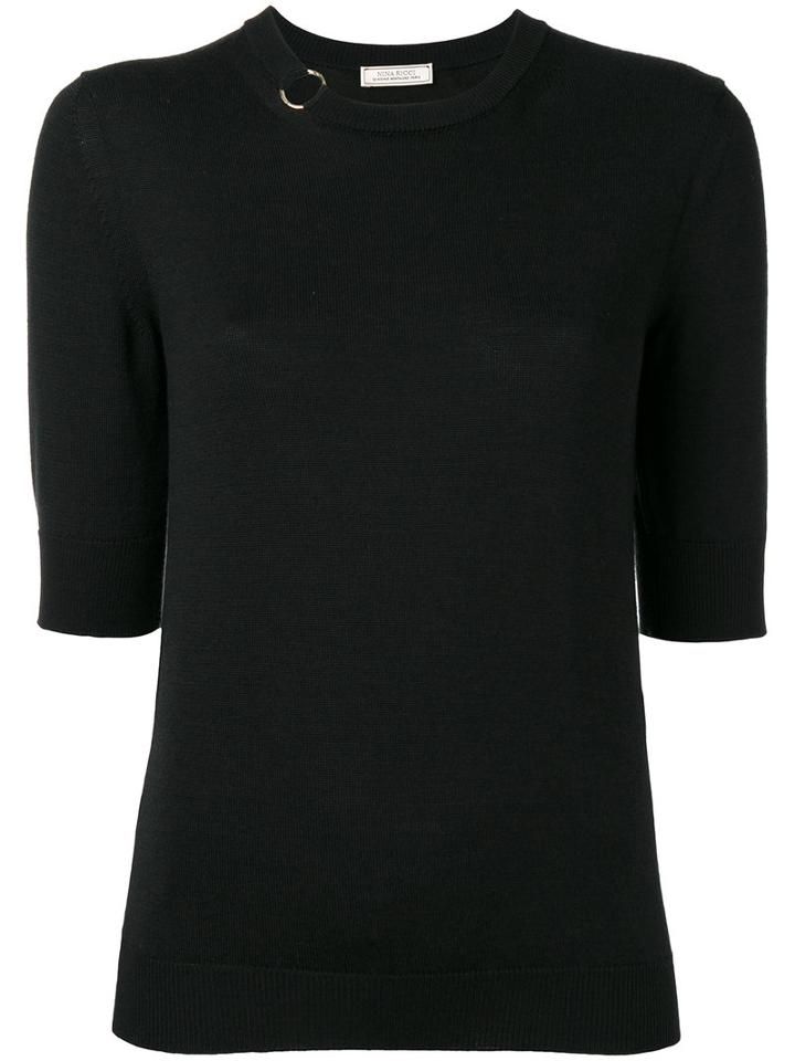 Nina Ricci Key Chain Collar T-shirt, Women's, Size: Medium, Black, Silk/wool