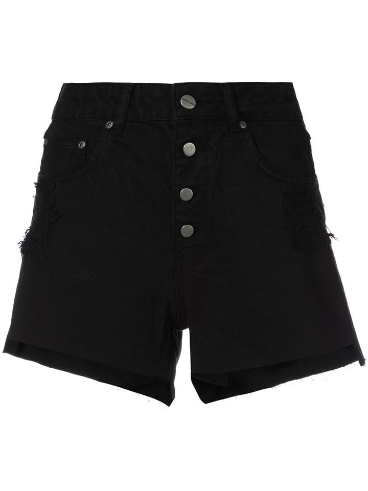Anine Bing - High-waisted Denim Shorts - Women - Cotton - M, Black, Cotton