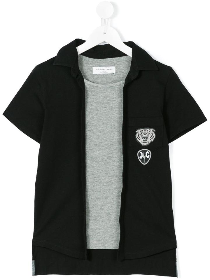 John Galliano Kids - Dual Layer Hooded Top - Kids - Cotton - 12 Yrs, Black