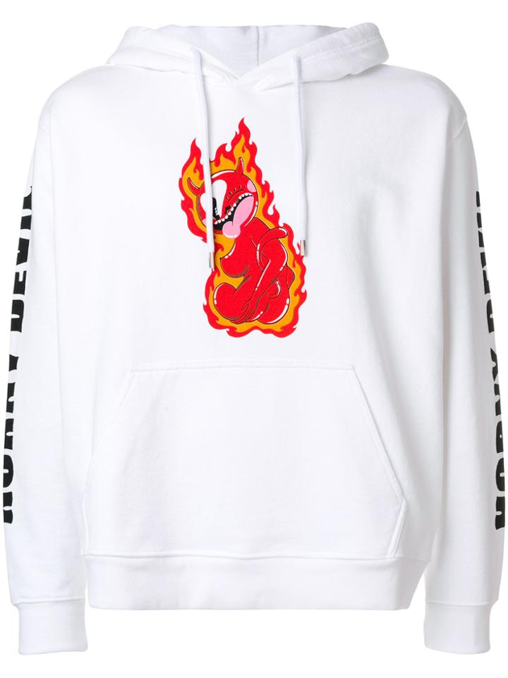 House Of Holland Flame Print Hoodie - White