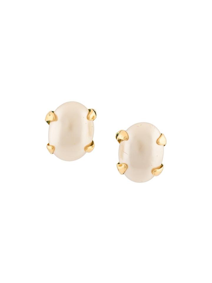 Chanel Vintage Pearl Clip-on Stud Earrings - White