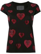 Philipp Plein - Embellished Heart T-shirt - Women - Cotton - L, Black, Cotton