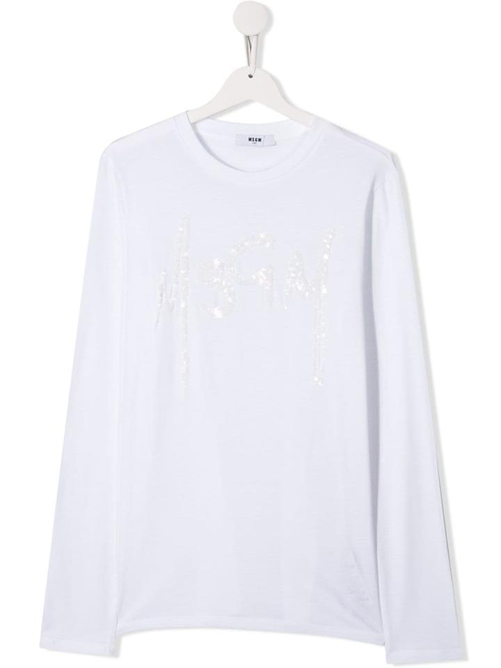 Msgm Kids Sequin T-shirt - White