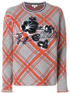 Kenzo Checkered Sweater With Logo - Grey