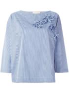 Erika Cavallini 'fern' Blouse, Women's, Size: 46, Blue, Cotton/polyamide/spandex/elastane