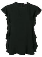 Red Valentino Ruffled Trimming Top - Black