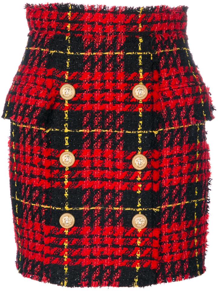 Balmain Tartan Tweed Skirt - Multicolour