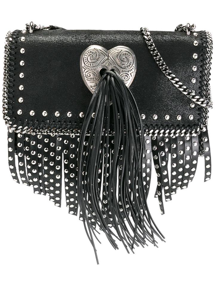 Stella Mccartney Falabella Fringed Crossbody Bag, Women's, Black, Polyester