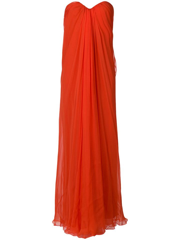 Alexander Mcqueen Draped Bustier Evening Dress - Yellow & Orange