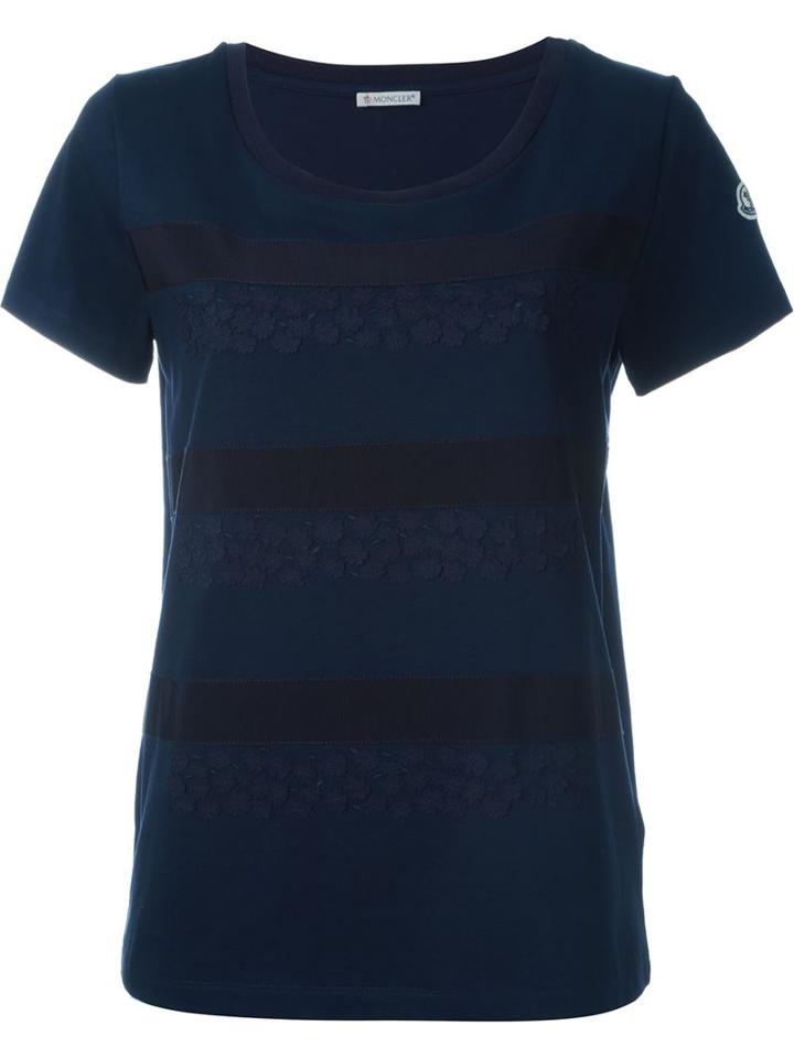 Moncler Floral Macrame T-shirt, Women's, Size: Large, Blue, Cotton/polyester