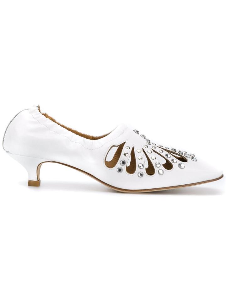 Toga Pulla Embellished Low Heel Pumps - White