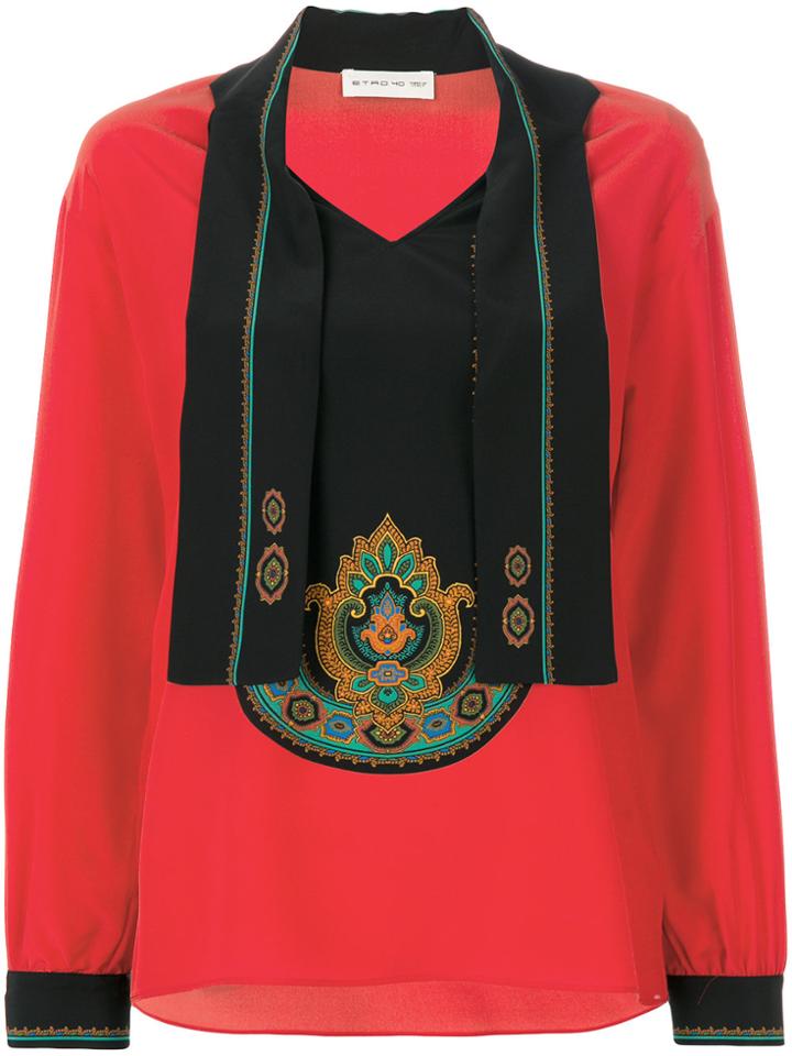 Etro Neck Tie Patterned Blouse - Red