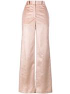 Adam Lippes Wide Leg Corduroy Silk Trousers - Pink