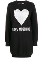 Love Moschino Heart Print Long Sweatshirt - Black