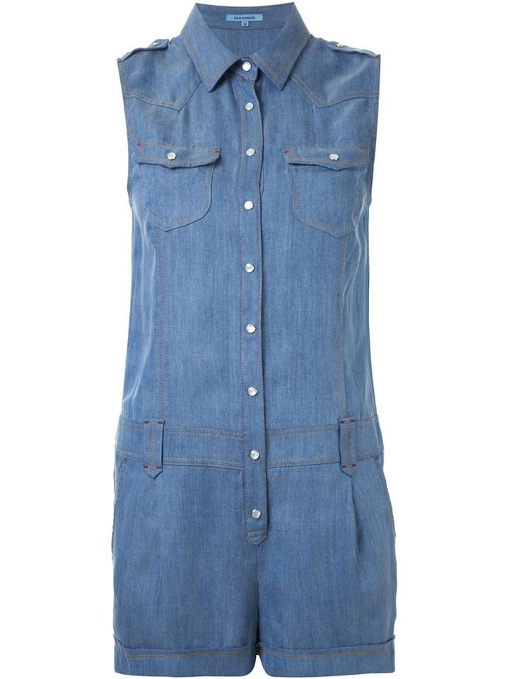 Guild Prime - Denim Playsuit - Women - Cupro/tencel - 36, Blue, Cupro/tencel