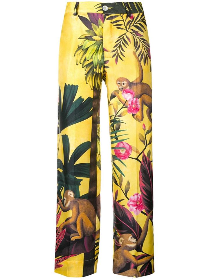 F.r.s For Restless Sleepers Graphic Print Tailored Trousers - Yellow