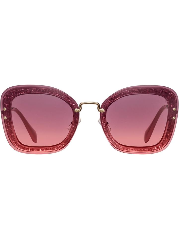 Miu Miu Reveal Oversized Glitter Frame Sunglasses - Grey