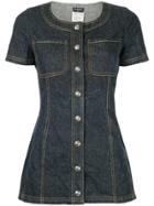 Chanel Vintage Shortsleeved Denim Mini Dress - Blue