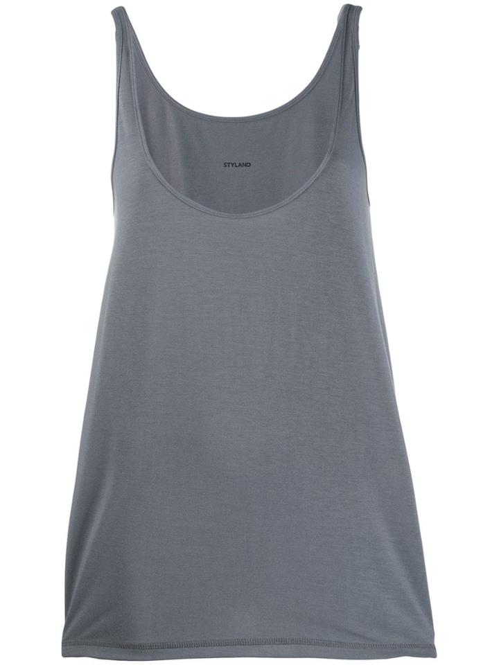 Styland Deep Scoop Neck Tank Top - Grey