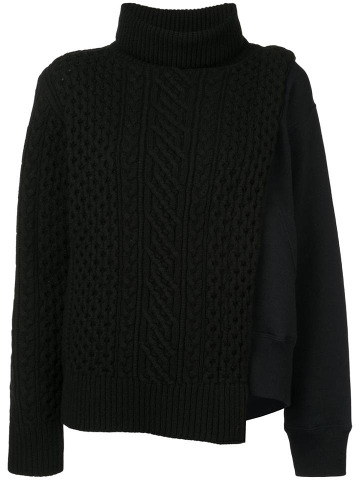 Sacai Layered Cable Knit Tabard Sweatshirt - Blue