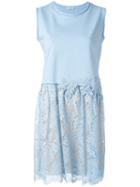 P.a.r.o.s.h. Lace Hem Dress, Women's, Size: Xs, Blue, Polyester/cotton/spandex/elastane