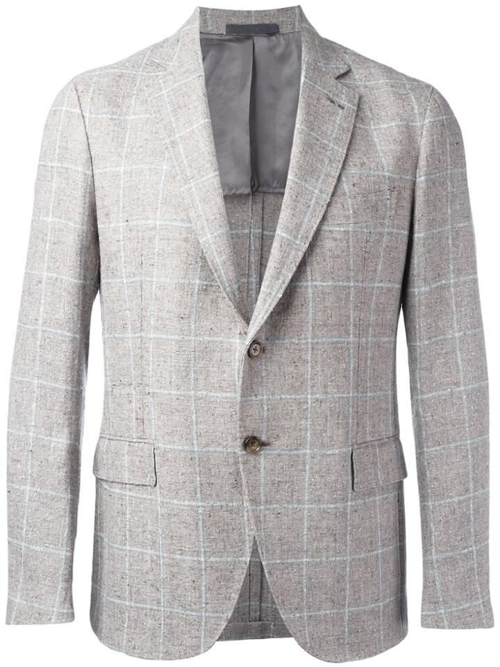 Eleventy Checked Blazer - Neutrals