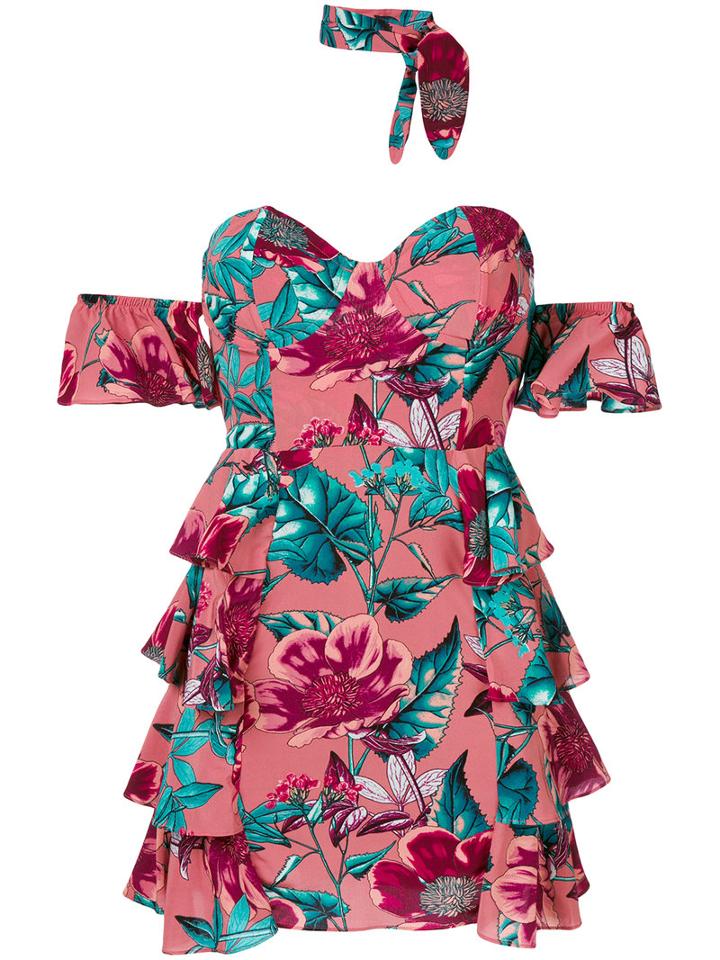 For Love And Lemons - Floral Fitted Dress - Women - Silk/spandex/elastane/rayon - M, Pink/purple, Silk/spandex/elastane/rayon