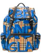Burberry Graffiti Vintage Check Medium Backpack - Blue