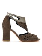 Sarah Chofakian Contrasting Panel Sandals - Brown